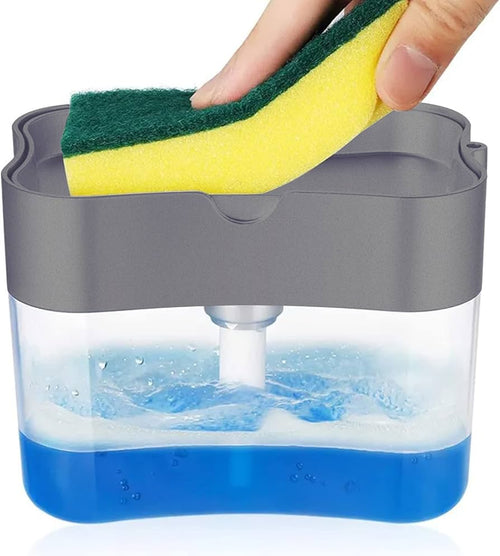 DISPENSADOR DE JABÓN DE COCINA CON ESPONJA INCLUIDA