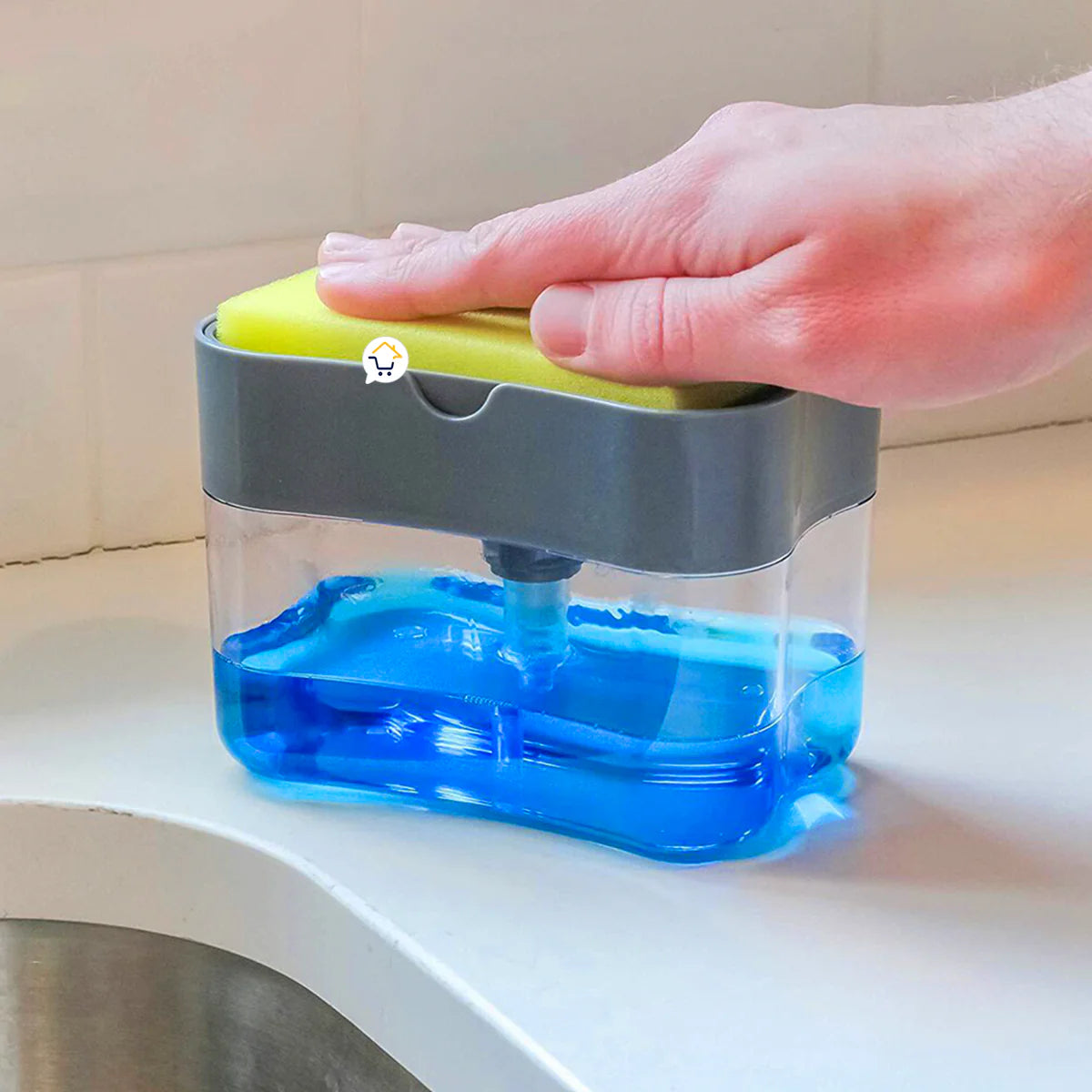 DISPENSADOR DE JABÓN DE COCINA CON ESPONJA INCLUIDA
