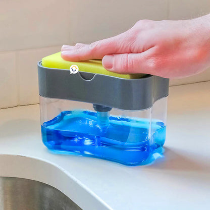 DISPENSADOR DE JABÓN DE COCINA CON ESPONJA INCLUIDA