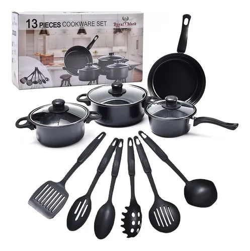 SET DE OLLAS + JUEGO UTENCILIOS DE COCINA (13PZ)